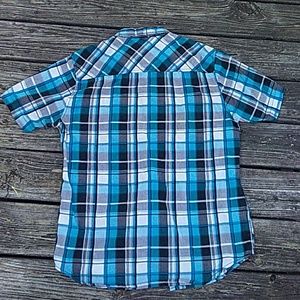 Rustic Blue Shirts - Plaid short sleeve button down shirt Rustic Blue Shirts - Plaid short sleeve button down shirt